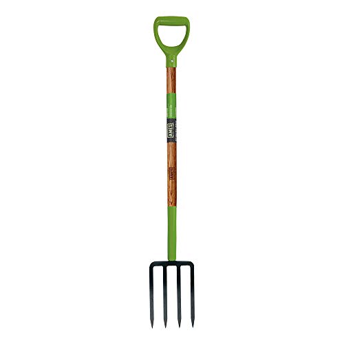 AMES 2826200 4-Tine Forged Steel Spading Fork with Hardwood Handle and D-Grip, 45-Inch