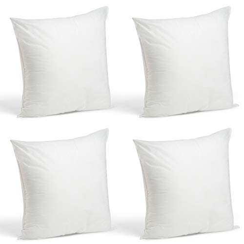 Foamily Throw Pillows Insert Set of 4 - 18 x 18 Insert for Decorative Pillow Covers - Made in USA - Bed and Couch Sham Filler