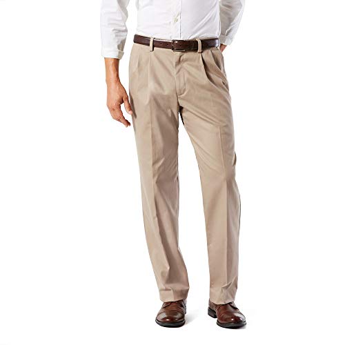 Dockers Men's Classic Fit Easy Khaki Pants - Pleated (Standard), Timber Wolf (Stretch), 38 32