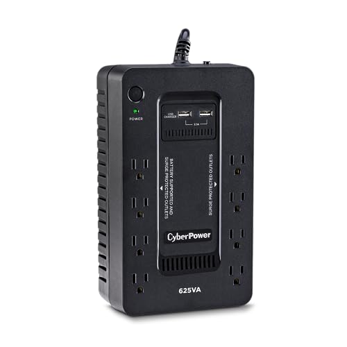CyberPower ST625U Standby UPS System, 625VA/360W, 8 Outlets, 2 USB Charging Ports, Compact, Black