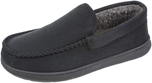 Dockers Men's Moccasin Slipper, Memory Foam, DOUGLAS Ultra-Light Slipper, Odor Control, Indoor/Outdoor, 11 Black