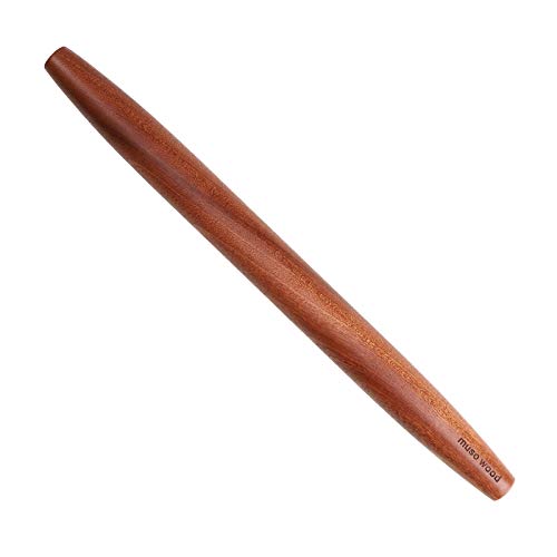 Muso Wood Sapele Wooden French Rolling Pin for Baking, Tapered Roller for Fondant, Pie Crust, Cookie, Pastry (French 15-3/4inch)