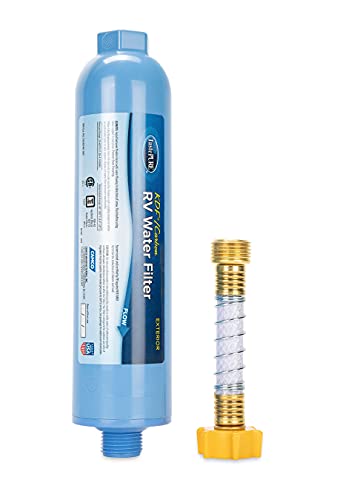 Camco TastePURE RV/Marine Water Filter | Features Flexible Hose Protector | Reduces Bad Taste, Odor, Chlorine, and Sediment with a 20-Micron Sediment Filter | (40043)