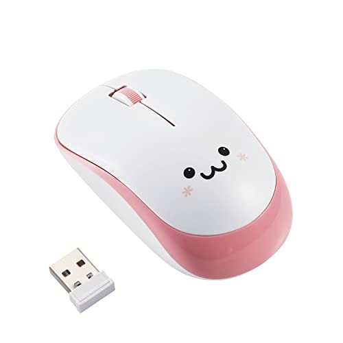 ELECOM 2.4G Wireless Silent Click, Portable Mobile Smiley-Face Mouse for Right/Left Handed Use, IR LED, 1200 DPI 2.5 Years Long Battery Life, Recommended Silent Click (M-IR07DRSPN)