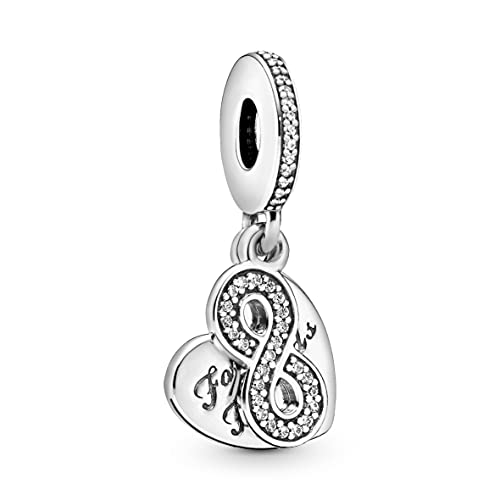 PANDORA Jewelry Forever Friends Heart Dangle Cubic Zirconia Charm in Sterling Silver