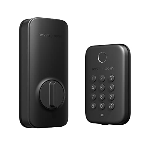 Wyze Lock Bolt, Fingerprint Keyless Entry Door Lock, Smart Bluetooth Deadbolt Replacement, Backlit Keypad, IPX5 Weatherproof, in-App History and Scheduled Access, Auto-Lock, BHMA, UL 20-Min Fire Rated