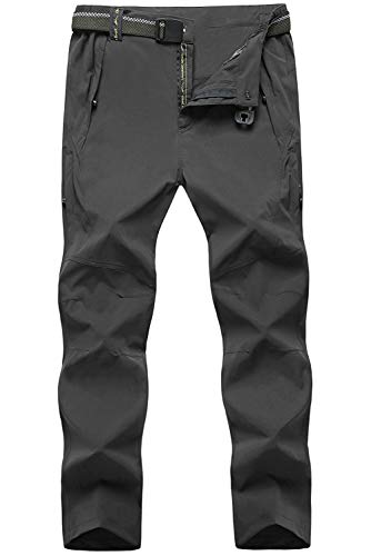 TBMPOY Men's Lightweight Hiking Pants Quick Dry Mountain Fishing Cargo Outdoor Pants Thin Dark Grey L