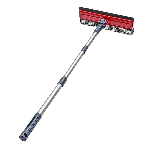 DSV Standard Professional Window Squeegee | 2-in-1 Window Cleaner Sponge and 10' Soft Rubber Strip with Telescopic Extension Pole 34 INCH & 86.5 cm | Adjustable to Clean from Multiple Angles
