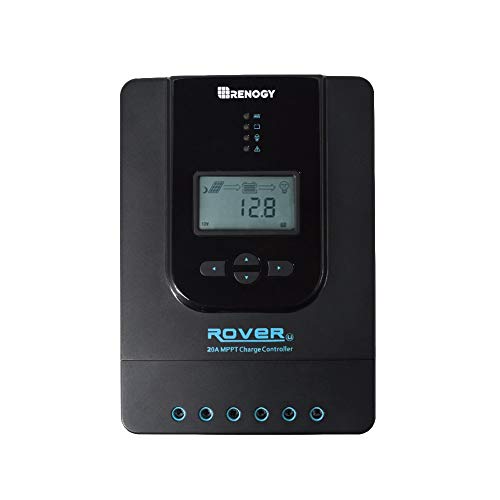 Renogy Rover 20 Amp 12V/24V DC Input MPPT Charge Controller Auto Paremeter Adjustable LCD Display Solar Panel Regulator fit for Gel Sealed Flooded and Lithium Battery, 20A, black (Renewed)