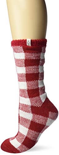 UGG Women's Vanna Check Fleece Lined Sock, Red/White, O/S