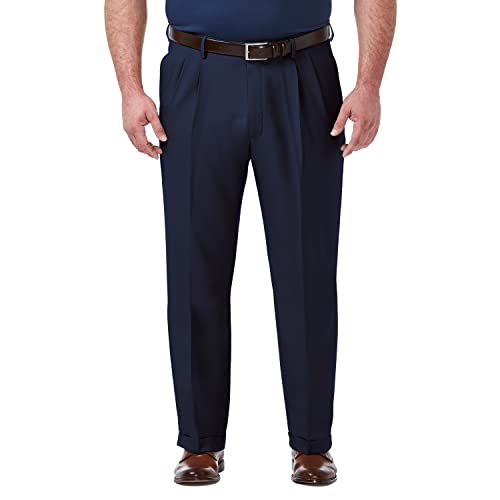 Haggar Men's Premium Comfort Classic Fit Pleat Front Pant Reg. and Big & Tall Sizes, Blue BT, 56W x 30L