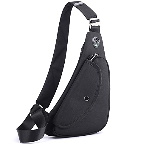 Peicees Shoulder Bag for Men Casual Sling Pack Women Mini Crossbody Chest Bags Men's Flip Small Backpack Lightweight Slim Durable Multipurpose Water Resistant (Black)