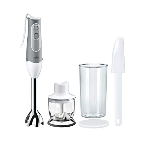 Braun MultiQuick 5 Maker and Hand Blender Patented Technology - Powerful 350 Watt - Dual Speed - Includes Beaker, Whisk, 2-Cup Chopper, Silicon Baby Food Freezer Tray, Spatula