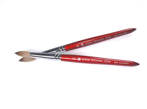 Joya Mia Professional 100% Pure Kolinsky Acrylic Nail Brush Polish Brush Nail Tool Red Chrome (#16)