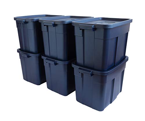 Rubbermaid Roughneck️ Storage Totes, Durable Stackable Storage Containers, Great for Garage Storage, Moving Boxes, and More, 18 Gal - 6 Pack