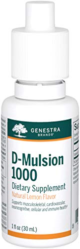 Genestra Brands D-Mulsion 1000 | Supports Cardiovascular Health, Bones, and Immune Function* | 1 Fl Oz | Natural Lemon Flavor
