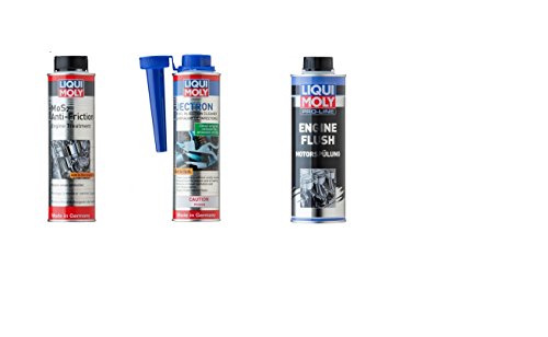 Liqui Moly 2007 Jectron Gasoline Fuel Injection Cleaner, 2009 Anti-Friction Oil Treatment & 2037 Pro-Line Engine Flush - Combo