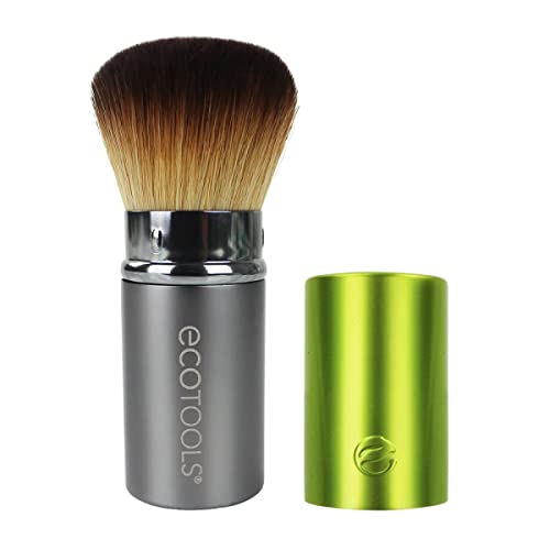 EcoTools Retractable Face Makeup Brush, Kabuki Brush for Foundation, Blush, Bronzer, & Powder, Travel Friendly & Perfect for On The Go, Eco Friendly, Synthetic & Cruelty Free Bristles, 1 Count