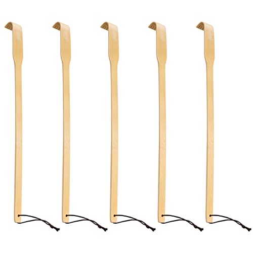 Renook Back Scratcher, 16.5in Pack of 5, Traditional Finger-Like Bamboo Back Scratchers for Adults, Wooden Body Massager for Scratching Itches, Strong and Sturdy Novel Gifts for Friends and Family.