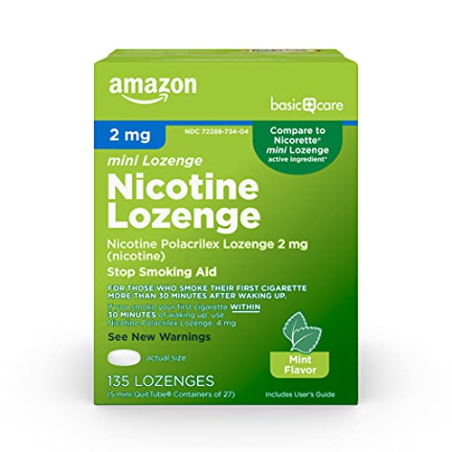 Amazon Basic Care Mini Nicotine Polacrilex Lozenge, 2 mg (Nicotine), Mint Flavor, 135 Count