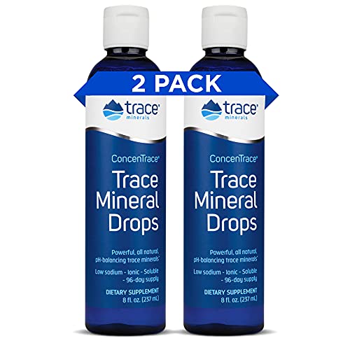 Trace Minerals ConcenTrace Drops | Full Spectrum Minerals | Ionic Liquid Magnesium, Chloride, Potassium | Low Sodium | Energy, Electrolytes, Hydration | 192 Day Supply, 8 fl oz (Pack of 2)