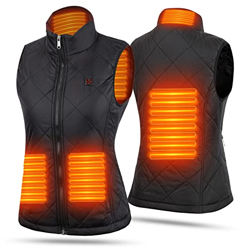 nomakk Women's Heated Vest with 3 Heating Levels, 4 Heating Zones,Neck Heating Jacket Washable (Batteries not included)