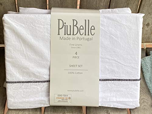 Piu Belle piubelle White Cotton Queen Size Sheet Set - Queen Size 4-pc Set Includes 2 Pillowcases