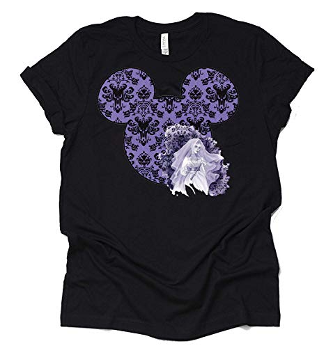 Women Teen Haunted Mansion Purple Shirt Adult Women Ladies Ghostly Haunted House Tshirt (Black, XX Large)