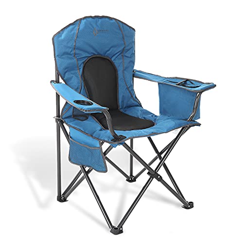 ARROWHEAD OUTDOOR Portable Folding Camping Quad Chair w/ 4-Can Cooler, Cup-Holder, Heavy-Duty Carrying Bag, Padded Armrests, Supports up to 330lbs