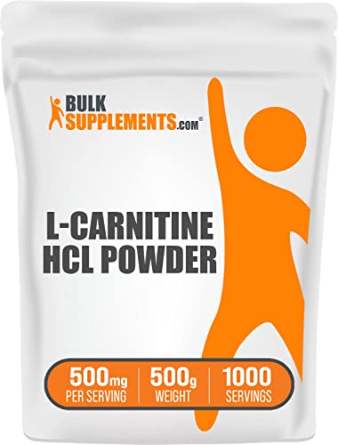 BulkSupplements.com L-Carnitine HCl Powder - Carnitine Supplement, Carnitine Powder, L-Carnitine 500mg - Amino Acids Supplement, 500mg per Serving, Gluten Free, 500g (1.1 lbs)