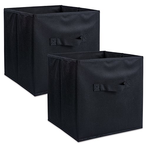 DII Non Woven Fabric Storage Bin Collection Collapsible Organizer Cube, Small Set, 11x11x11', Black, 2 Count