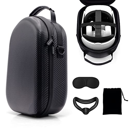 Case for Oculus Quest 2, Hard travel Case for Oculus Quest 2 VR Headset with Officaial Elite Strap,Touch Controllers Accessories,Virtual Reality Gaming Carrying Case with Silicone Face Mask,Lens Cover