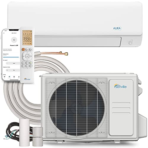 Senville AURA Series Mini Split Air Conditioner Inverter Heat Pump, 12000 BTU, Works with Alexa, Energy Star, White