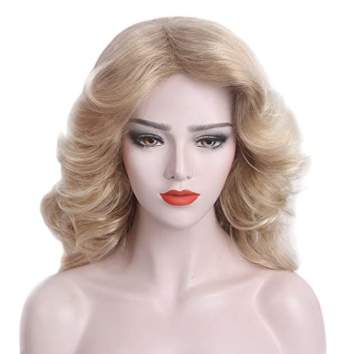 STfantasy 70s Feathered Wigs Disco Costume Blonde Natural for Women Party Fashion Accessory