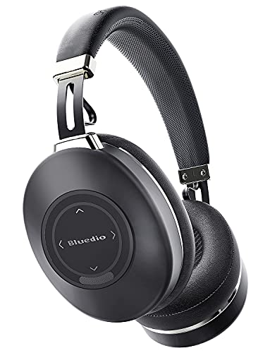 Bluedio H2 Active Noise Canceling Headphones Bluetooth Headphones with Mic Slide Control 57mm Driver Deep HiFi Bass Wireless Headphones Over Ear, 40 Hours Playtime for Travel/Work, Black