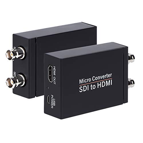 SDI to HDMI Converter Support 3G-SDI, HD-SDI, SD-SDI Auto Format Detection and Stereo Audio De-embedder, SDI Loopout (Black)