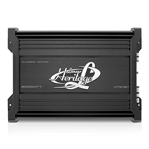 Lanzar Amplifier Car Audio, Amplifier Monoblock, 1 Channel, 3,000 Watt, 2 Ohm, MOSFET, RCA Input, Bass Boost, Amplifier for Car Speakers, Crossover Network - HTG157