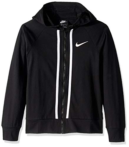 Nike Girl's NSW Full-Zip Jersey, Black/White, Small