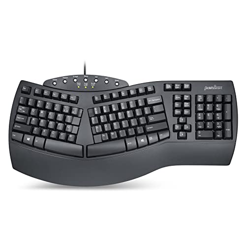 Perixx Periboard-512 Ergonomic Split Keyboard - Natural Ergonomic Design - Black - Bulky Size 19.09'x9.29'x1.73', US English Layout