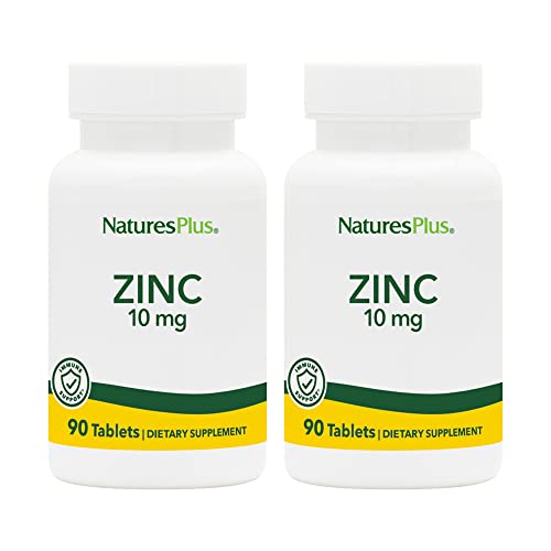 NaturesPlus Zinc 10 mg - 90 Tablets, Pack of 2 - Supports Immune Health & Overall Well-Being - High-Potency Amino Acid Chelate Form - Gluten Free, Vegetarian - 180 Total Servings