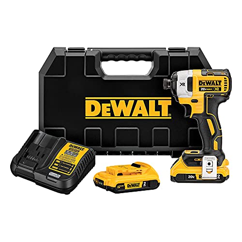 DEWALT 20V MAX XR Cordless Impact Driver Kit, Brushless, 1/4' Hex Chuck, 3-Speed, 2 Batteries and Charger (DCF887D2)