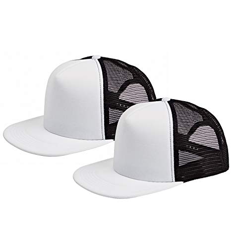 Marky G Apparel 5-Panel Foam Front Trucker Cap (2 Pack), White/Black, OS