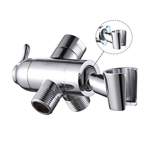 Shower Arm Diverter with Handshower Mount, G1/2 Brass Shower Diverter Valve Bathroom Universal Shower System Replacement for Handheld Shower and Fixed Shower Head(Polished Chrome)