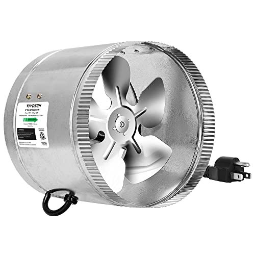 VIVOSUN 8 inch Inline Fan Duct Fan 420 CFM, HVAC Exhaust Intake Fan, Low Noise & Extra Long 5.5' Grounded Power Cord