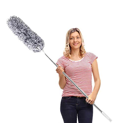 DELUX Microfiber Feather Duster Extendable Duster with 100 inches Extra Long Pole, Bendable Head & Long Handle Dusters for Cleaning Ceiling Fan, High Ceiling, Blinds, Furniture & Cars