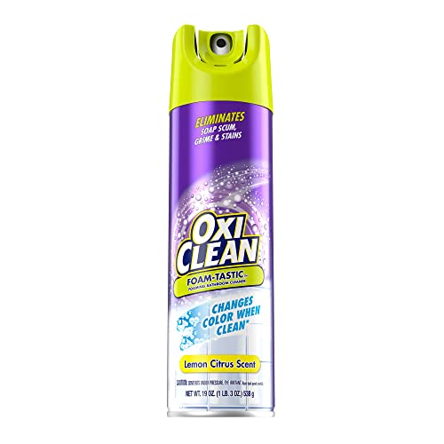 OxiClean Foam-Tastic Foaming Bathroom Cleaner, Citrus Scent, Eliminates Soap Scum, Grime and Stains, 19 oz Spray Can