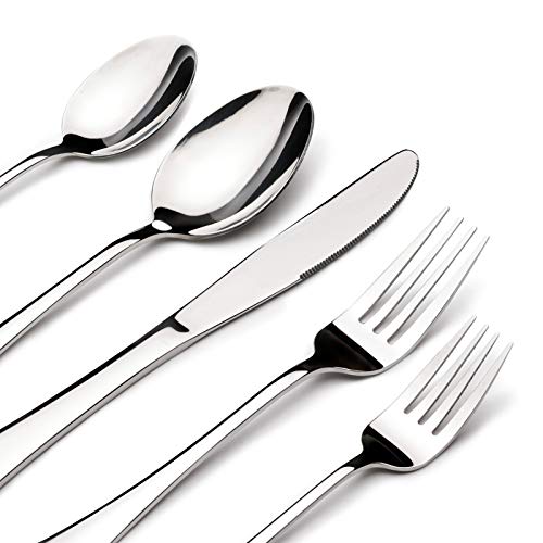 Silverware Set for 8, 40 Piece Heavy Duty Stainless Steel Flatware Utensils Cutlery Set Including Steak Knife Fork and Spoon, Dishwasher Safe, Gift Package for Wedding Housewarming