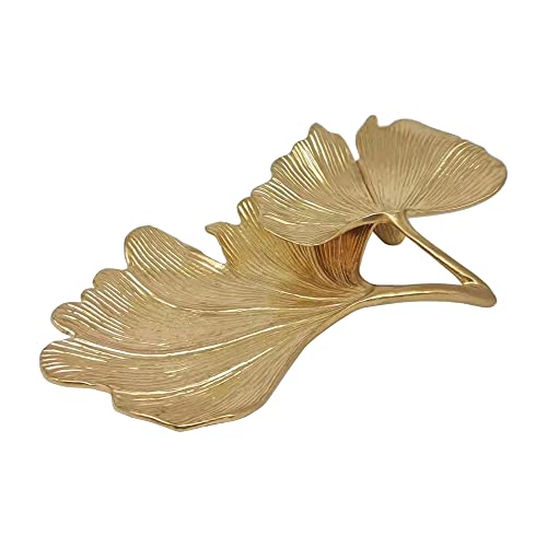 Metal Jewelry Dish, Small Leaf Shaped Ring Holder Jewelry Organizer, Trinket Dish Vanity Tray for Dresser Christmas Birthday Wedding Gifts