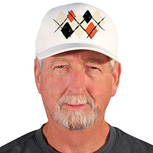 Argyle Paradise Golf Cap/Ball Cap for Men - QQQQ: Natural/Black/Orange - Large/X-Large