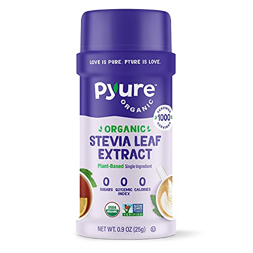 Pyure Organic Stevia Powder Extract | 100% Stevia No Fillers, Stevia Concentrate 300x Sweeter than Sugar | No Additives, Pure Stevia Extract Sugar Substitute, Micro-Spoon Included | 1,000 Servings